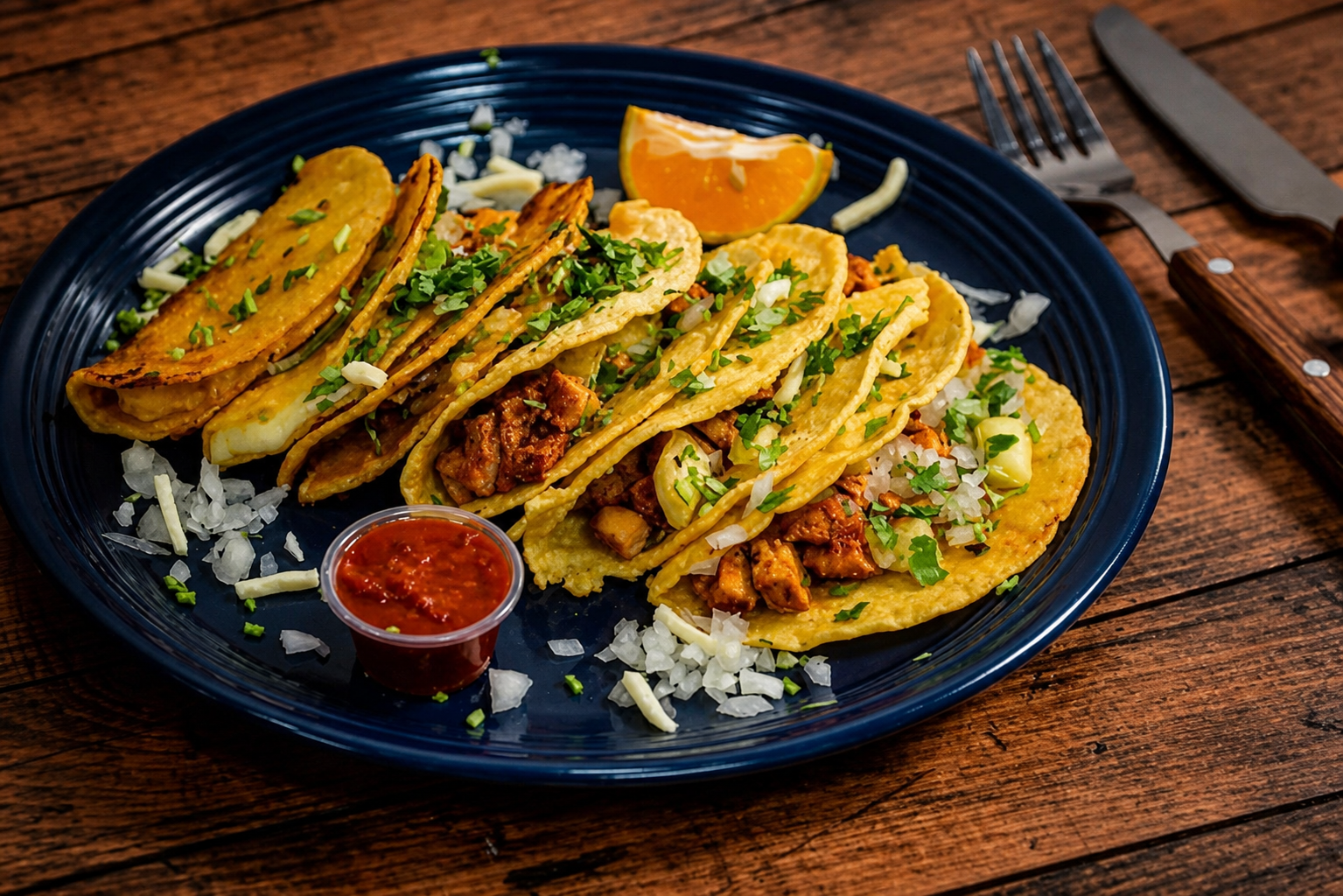 Taquiza de seis tacos con queso de Ventanita Tex Mex